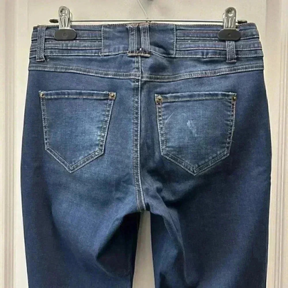 One 5 One Skinny Jeans Mid Rise Dark Blue Denim Size 4 - Picture 9 of 16